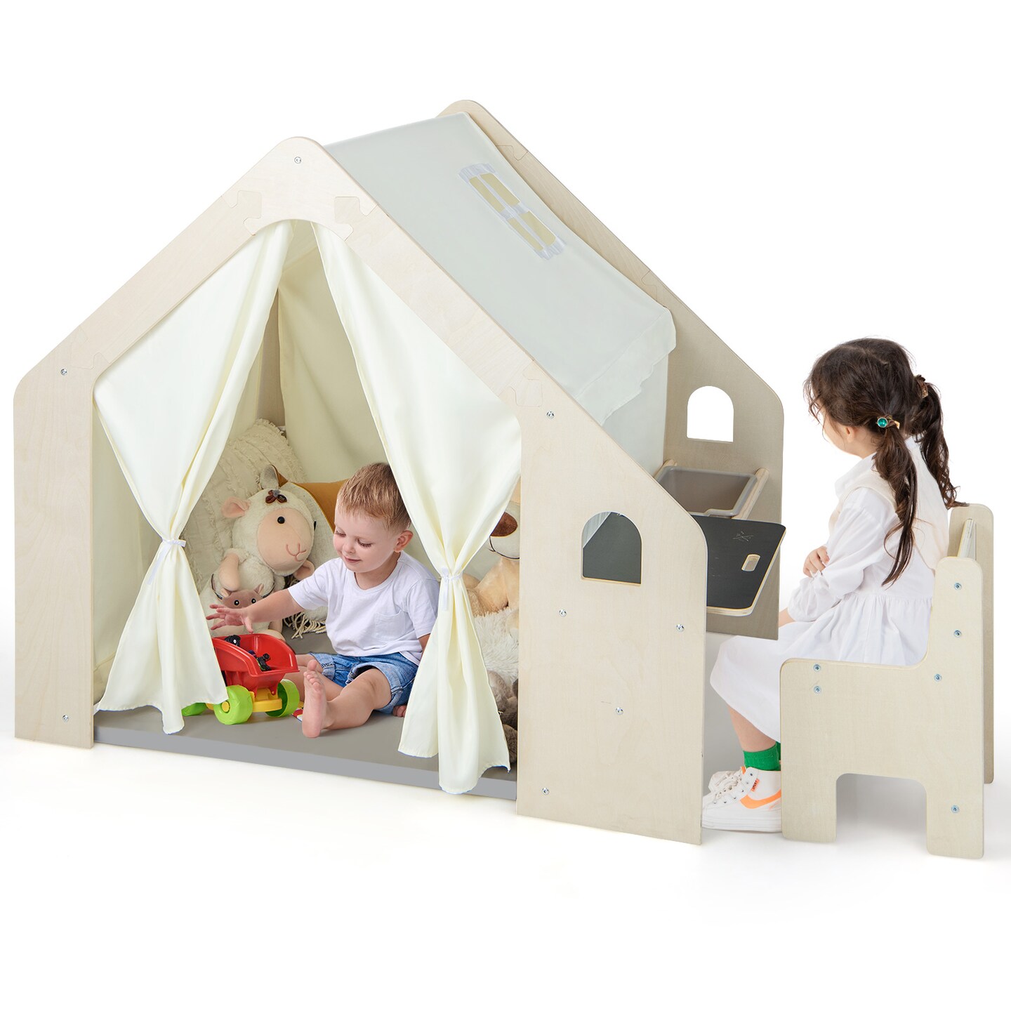 Montessori Style Indoor Playhouse With Storage Bin