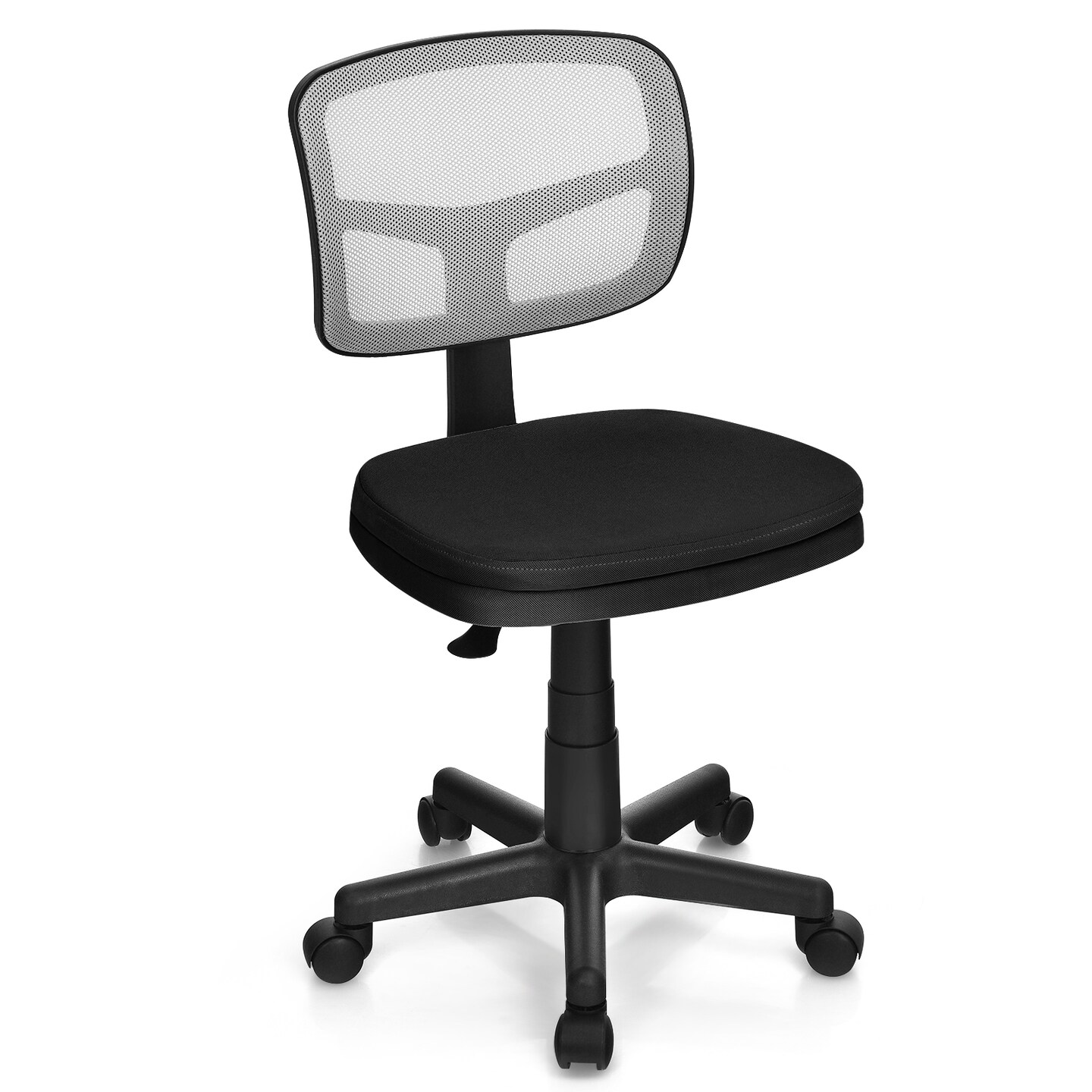 Armless Computer Chair with Height Adjustment and Curved Backrest Ideal for Home or Office Use