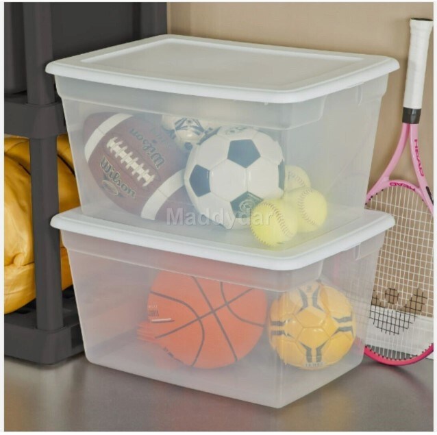 1 Stackable Bin Plastic Tote Box Storage Containers, Clear