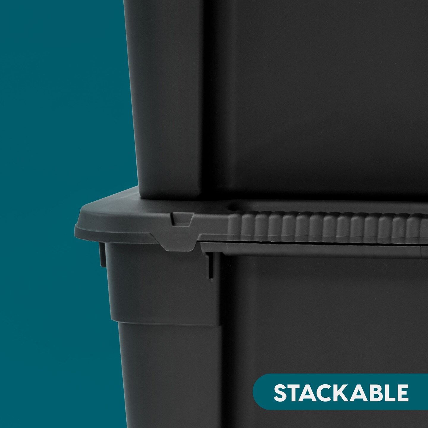 IRIS USA 4Pack Heavy Duty Storage Plastic Bin Tote Container with Easy-Grip Handles, Durable, Black