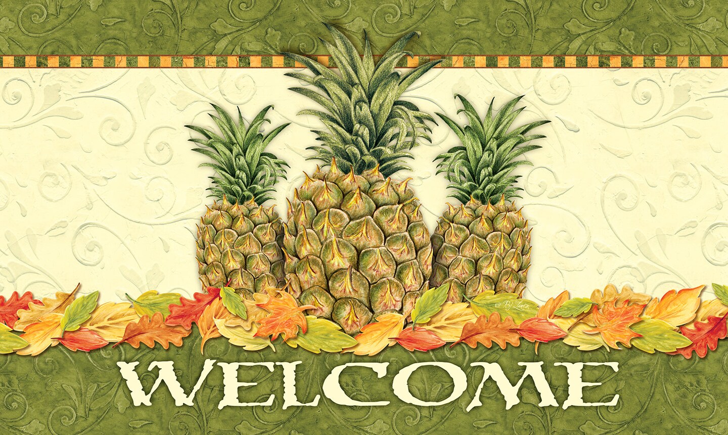 Pineapple Leaf Welcome Door Mat (18 x 30&#x22;)