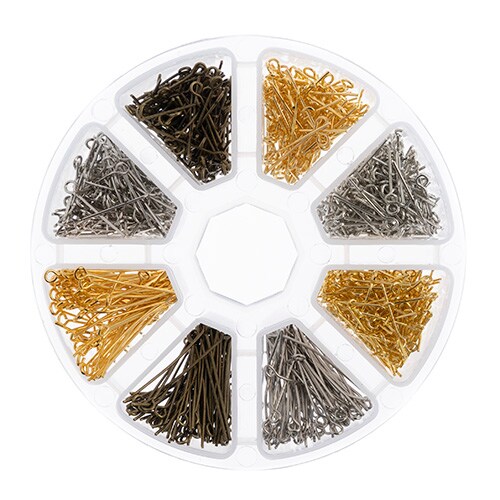 John Bead 8-Slot Eye Pins Jewelry Findings Kit Assortment, 1000pcs