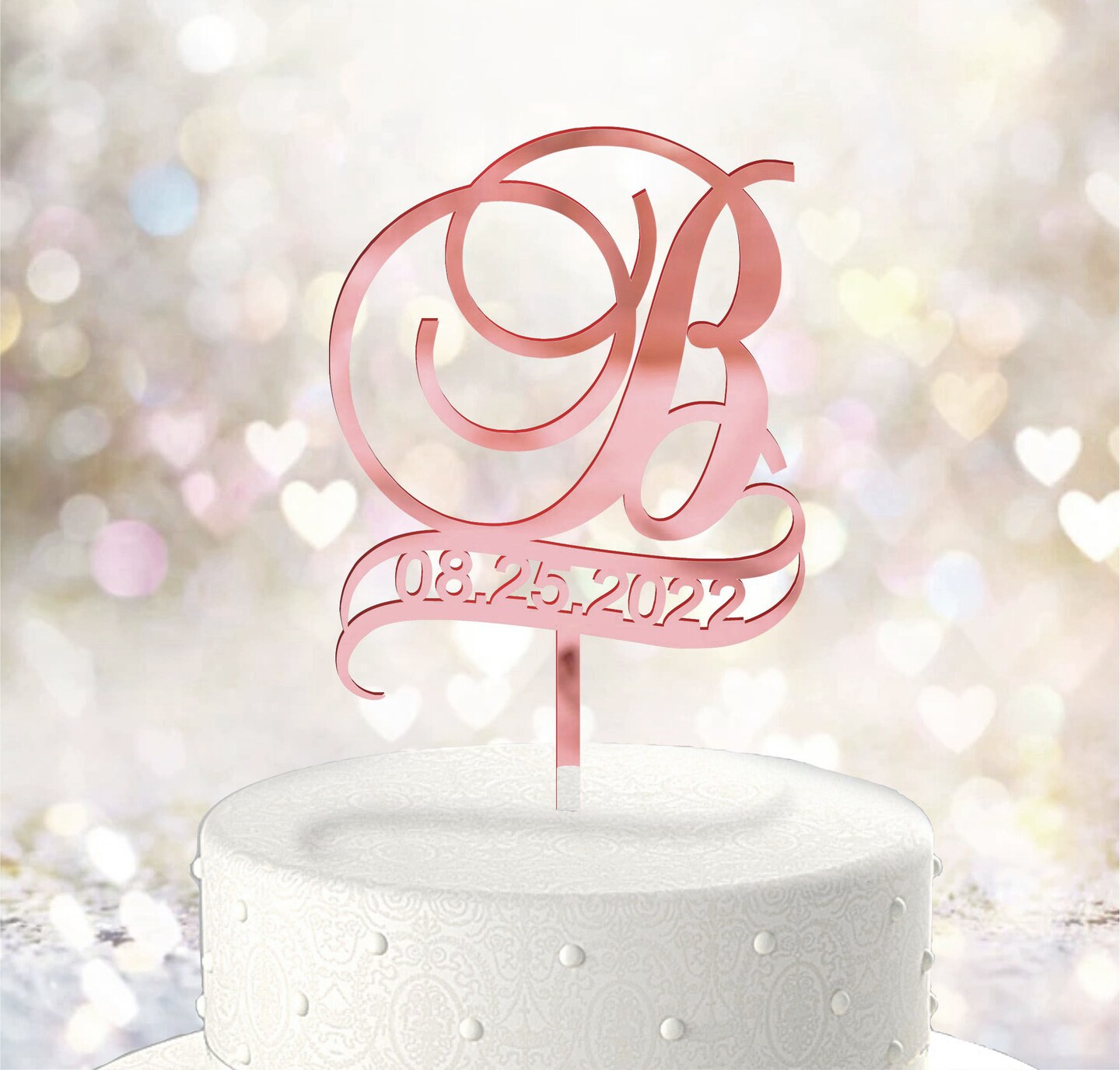 Acrylic Wedding Cake Topper ~ Elegant Minimalist Personalize Initial wedding  cake topper with date [TLA44] | MakerPlace by Michaels, image size:1080x1032