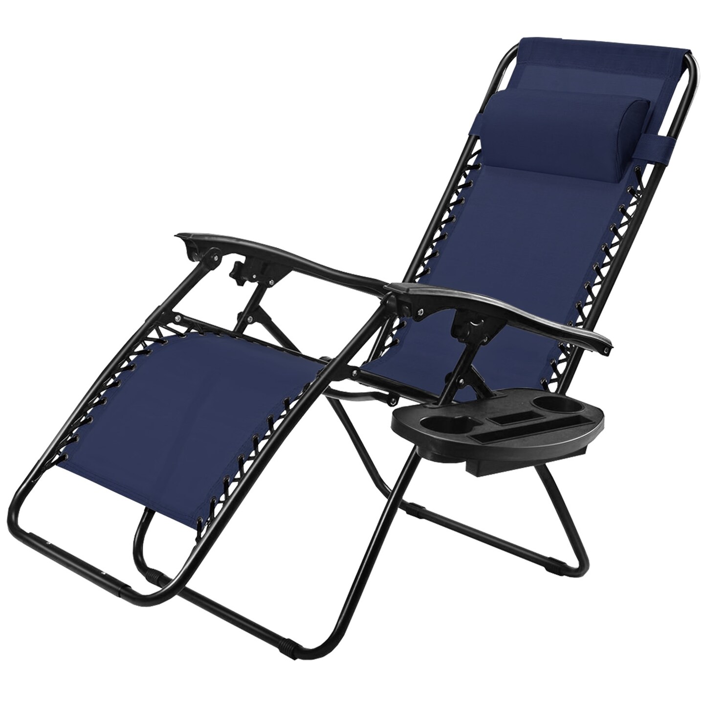 Outdoor Folding Zero Gravity Reclining Lounge Chair with Utility Tray