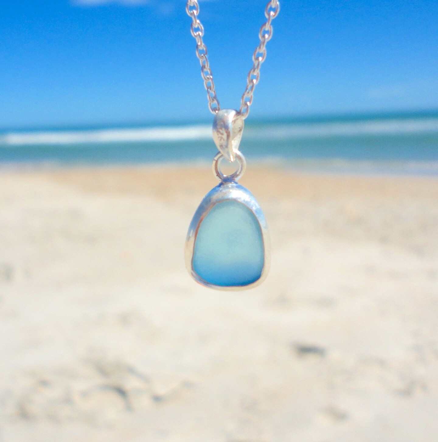 Sea Glass Pendant Necklace Petite Sterling Silver Pendant Beach Glass Jewelry Ocean Necklace for Mermaids Birthday Gift for Her Teacher Gift 264090507469586432