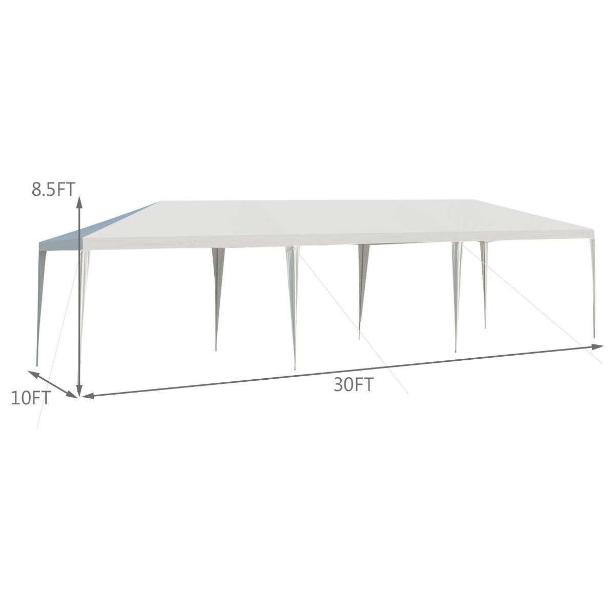 10&#x27; x 30&#x27; Waterproof Gazebo Canopy Tent with Connection Stakes and Wind Ropes