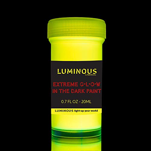 Set of 8 Extreme Glow in The Dark Paint - 20 ml / 0.7 fl oz pots - Self-Luminous Glowing Neon Paints – High Pigmentation Long-Lasting Phosphorescent Paints