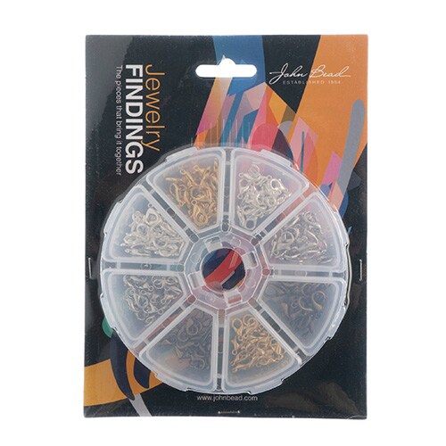 John Bead 8-Slot Lobster Clasps Jewelry Findings Kit Assortment, 160pcs