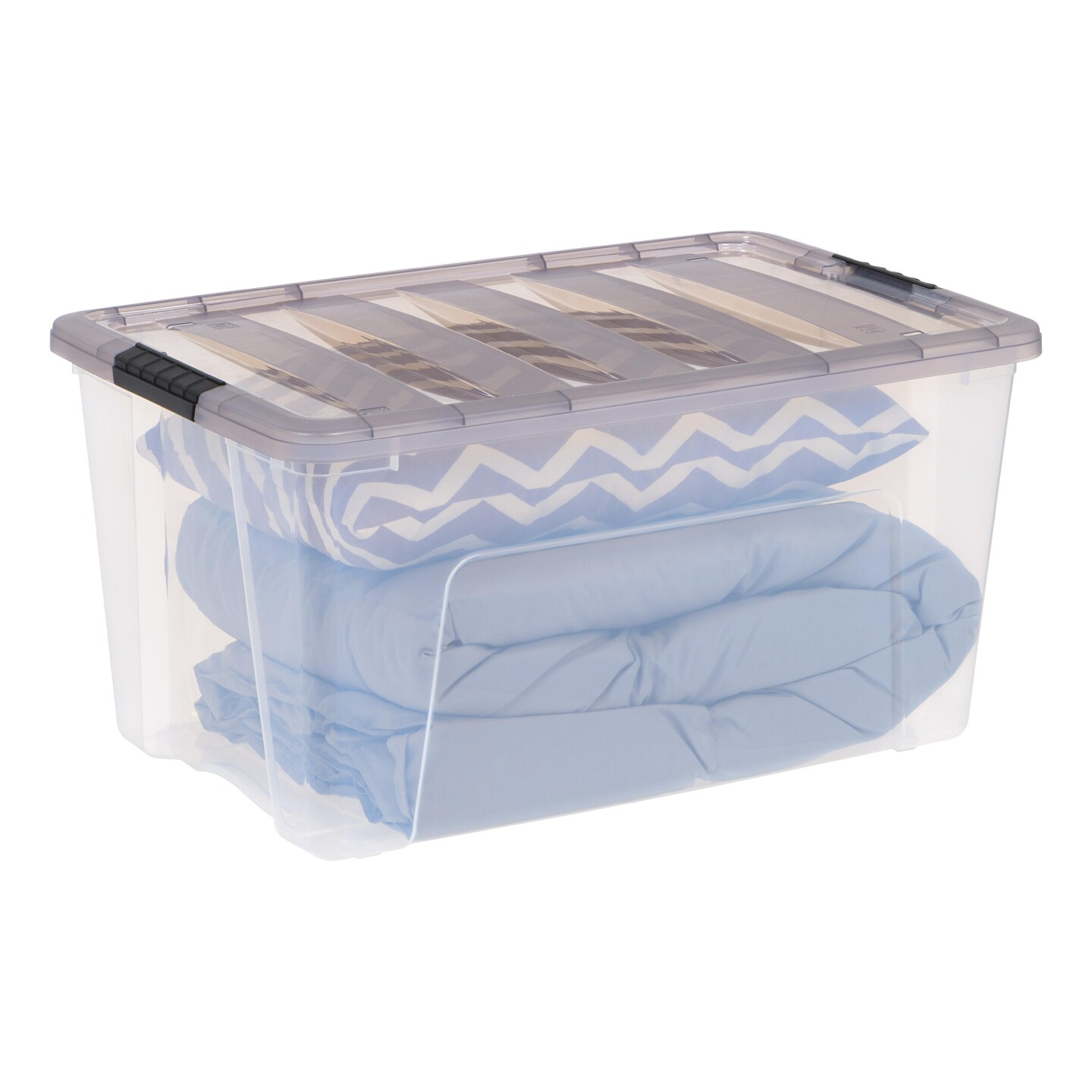 IRIS USA 72 Quart Stack & Pull Clear storage Box, Gray, 3 Pack