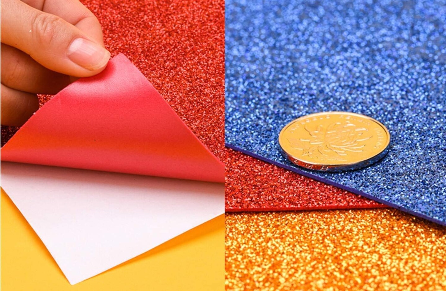 10 Sheets Glitter Foam Sheets for Crafts, A4 Cardstock Paper Sparkles Self Adhesive Sticky Paper for Christmas Construction Scrapbook Gift DIY Cutters Card Party Decoration (Multicolor)