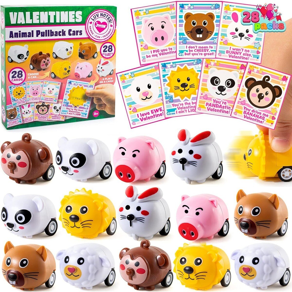 Mini Animal Pull-Back Car with Valentine&#x27;s Gift Cards
