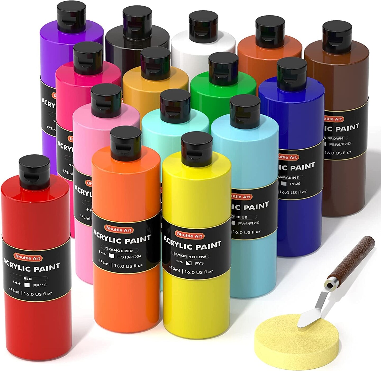 Shuttle Art acrylic paint, shuttle art 24 colors acrylic paint bottle set,  250ml/8.45oz each
