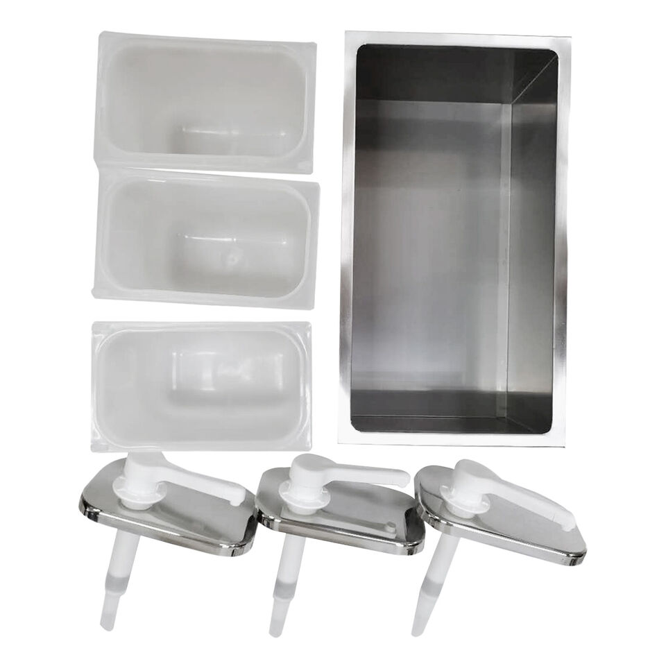 Kitcheniva Sauce Condiment Dispenser Three Heads Pump Catering Stainless