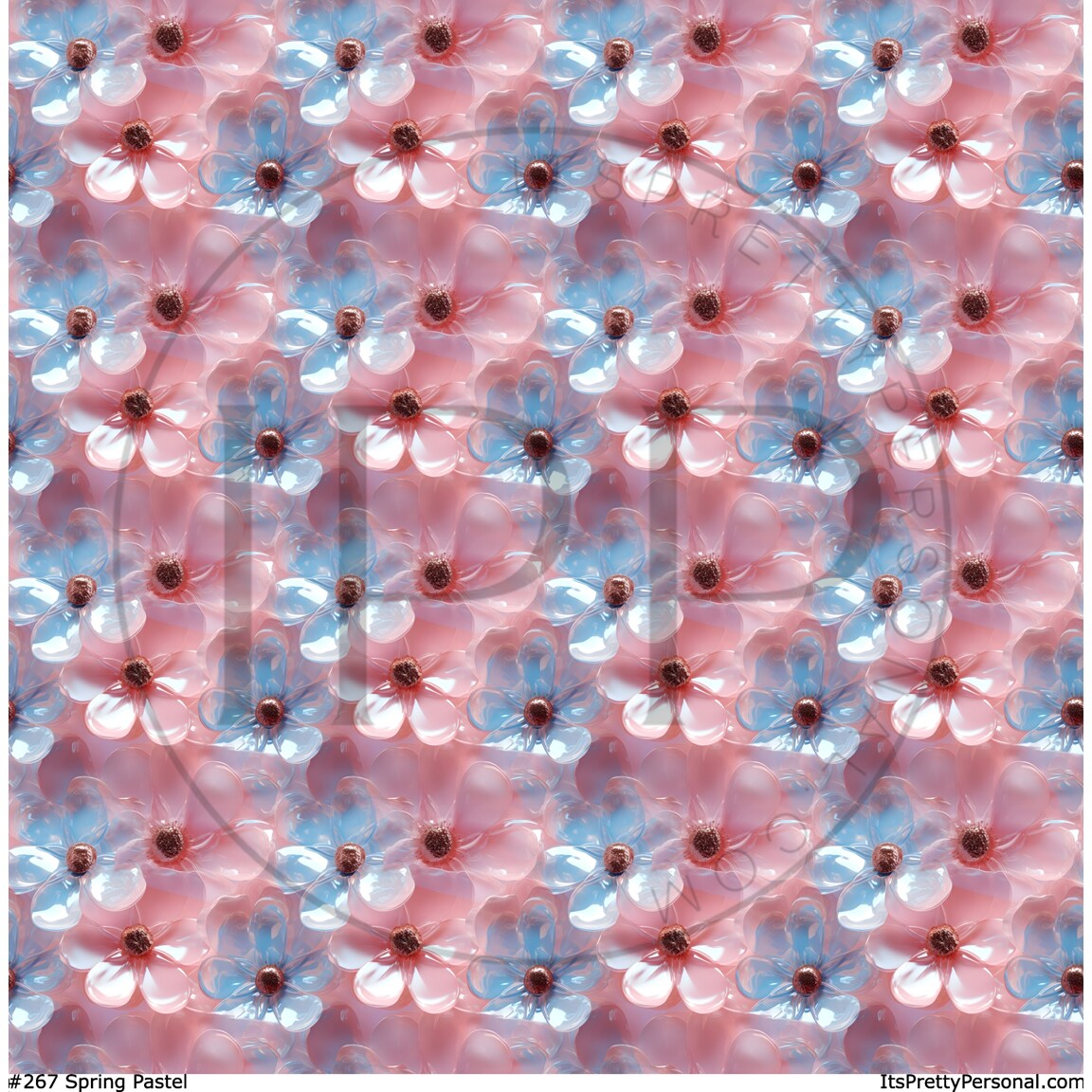 #267-Spring Pastel 3D Flowers - 12x12 Pattern Vinyl