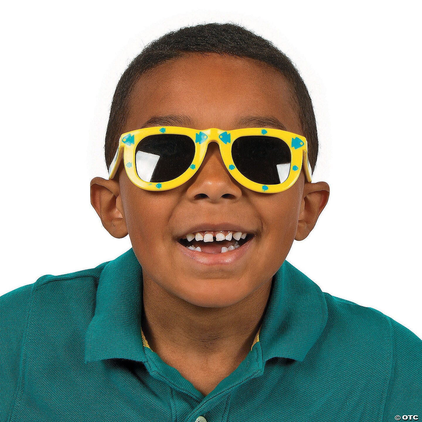 5&#x22; Kids Purple, Blue, Green &#x26; Yellow Fish Print Sunglasses 12 Pieces