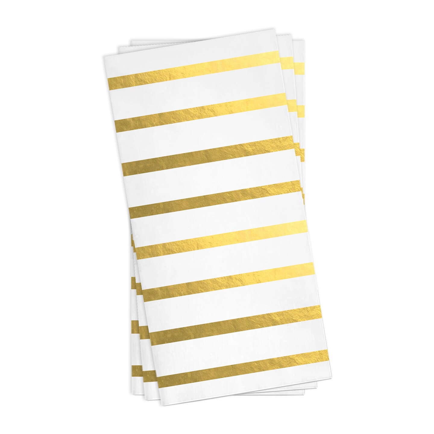 White with Gold Stripes Paper Dinner Napkins (600 Napkins)