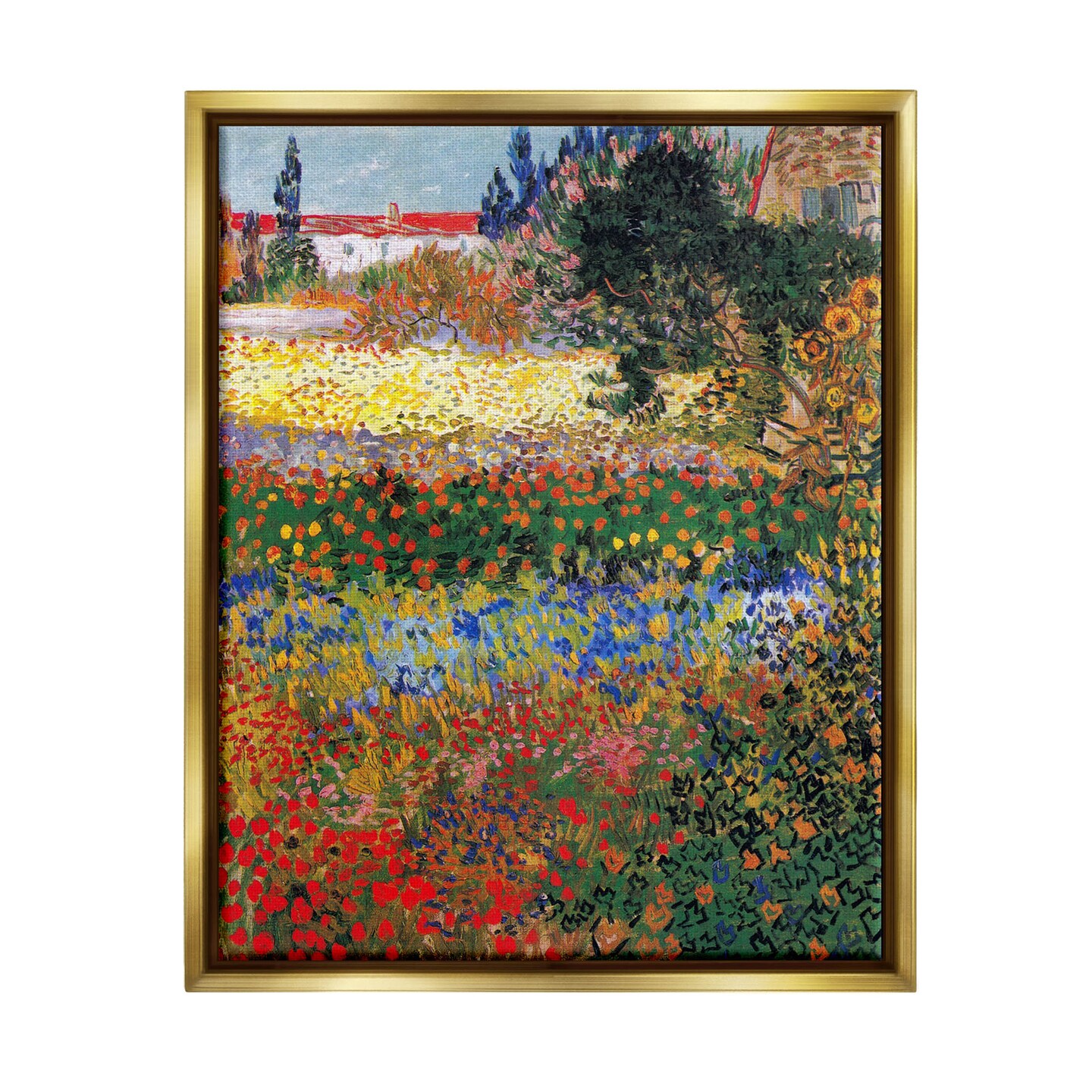 Stupell Industries Flower Garden Van Gogh Framed Floater Canvas Wall Art
