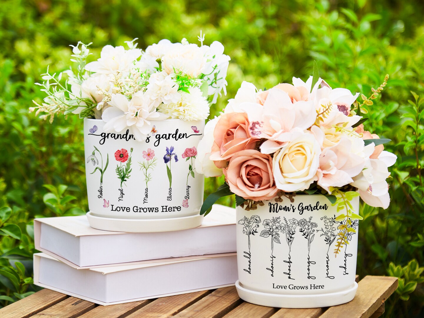 Personalized Birth Flower Pot,Custom Month Flower Pot For Mom ...