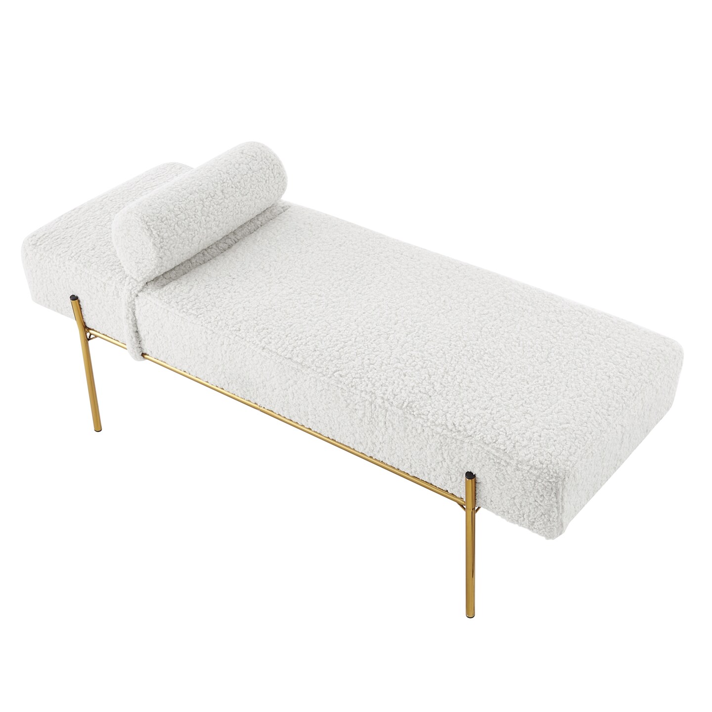 Huda Velvet/Sherpa Bench With Detachable Pillow