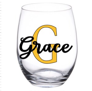 Monogrammed Initial And Name, Personalized stemless wine glasses ...