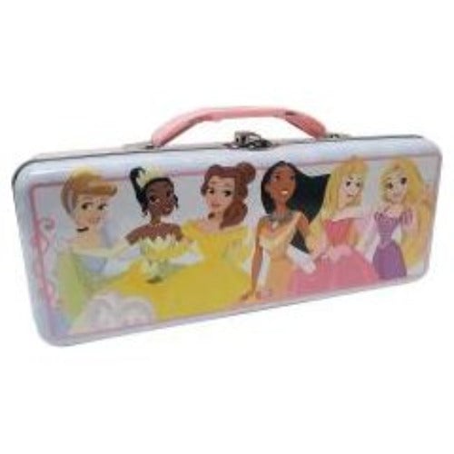 Princess Tin Pencil Box With Handle Portable Kids School Supplies Organizer