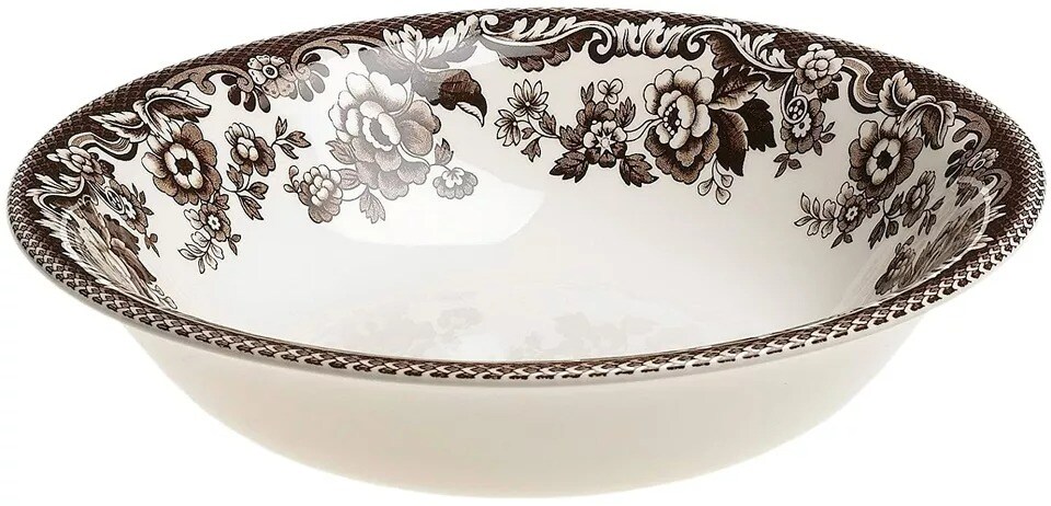 Spode Delamere Earthenware Cereal Bowls, Set of 4 - Sepia Toned British Flowers