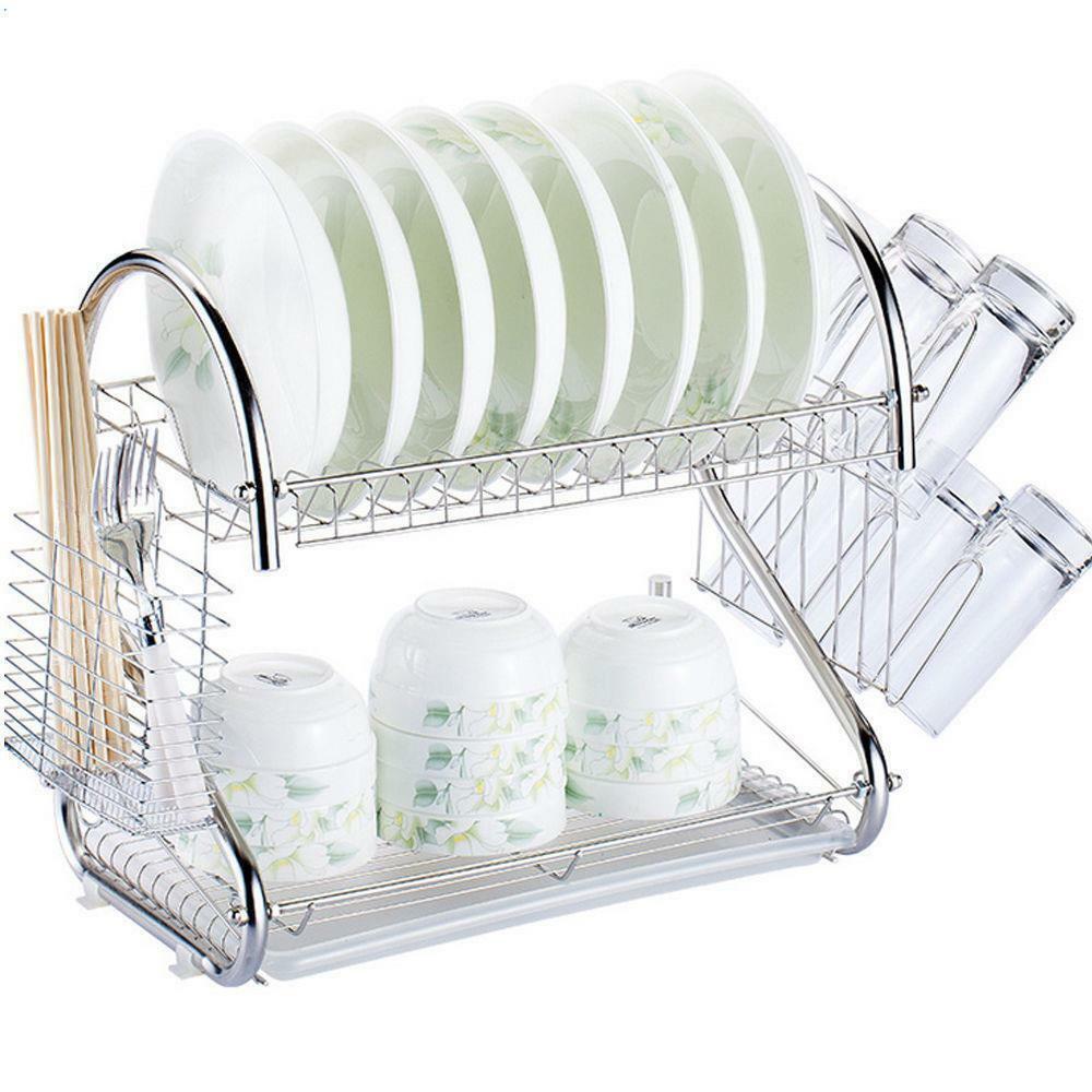 Multi-function 2-Tier Stainless Steel Dish Drying Rack