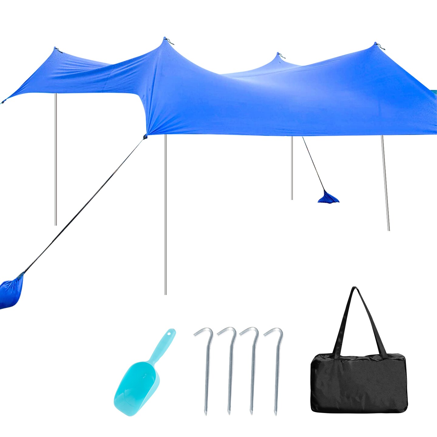 10 x 10 Feet Large Beach Sunshade Beach Tent Canopy with Sandbags-Blue