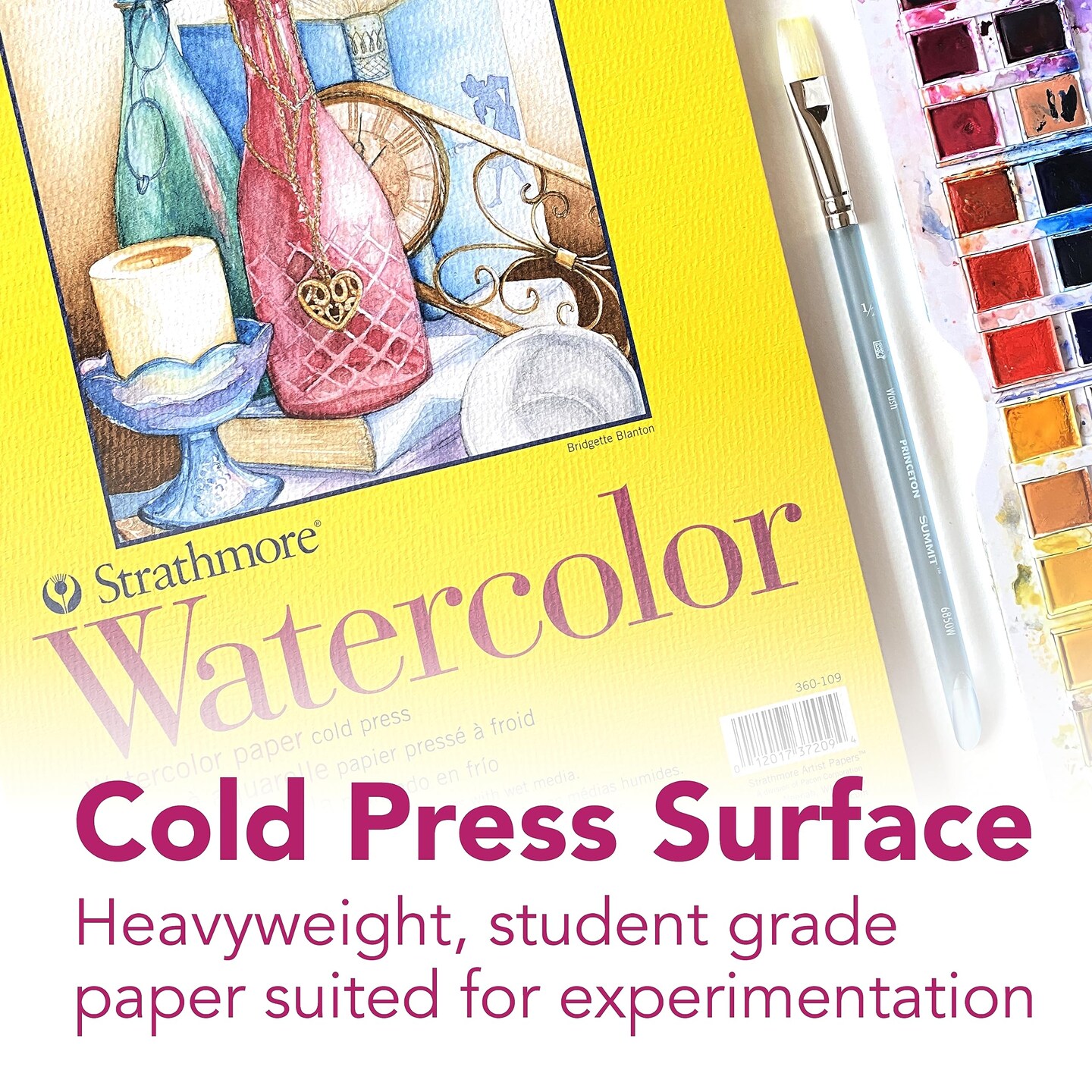 12 Sheets Watercolor Paper Pad, Tape Bound, 11x15 inches,  (140lb/300g) - Artist Paper for Adults and Students - Watercolors, Mixed Media, Markers and Art Journaling