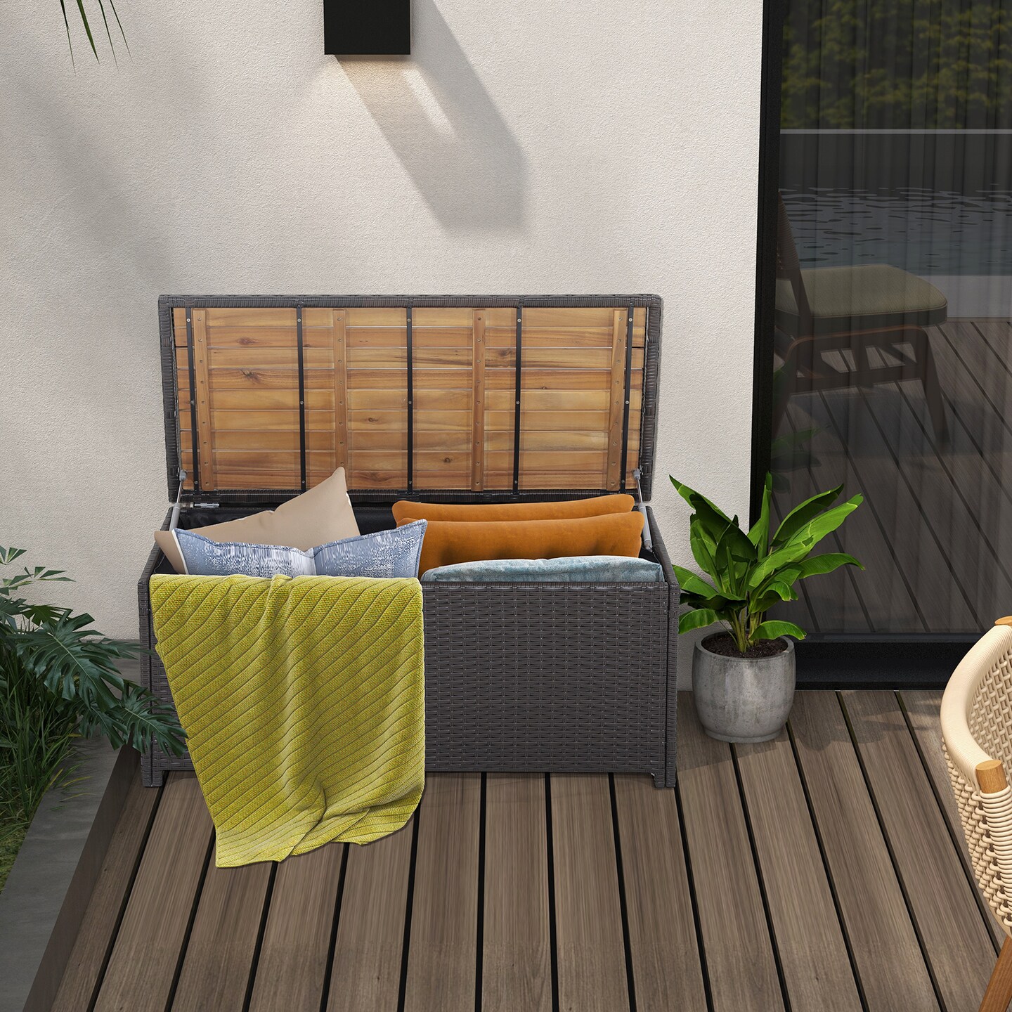 45 Gallon Outdoor Storage Box Bench with Zippered Liner
