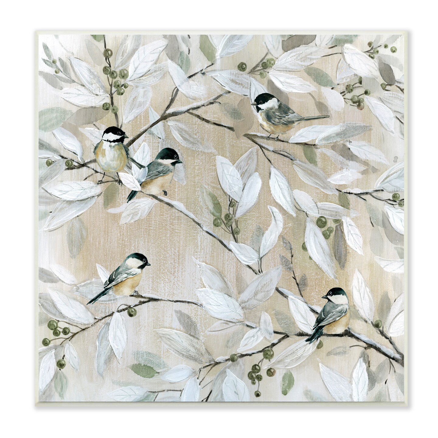Stupell Industries Chickadee Birds on Branches Wall Plaque Art