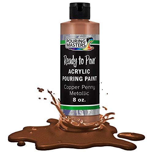Penny Metallic Acrylic Ready to Pour Pouring Paint – Premium 8-Ounce Pre-Mixed Water-Based - For Canvas, Wood, Paper, Crafts, Tile, Rocks and more