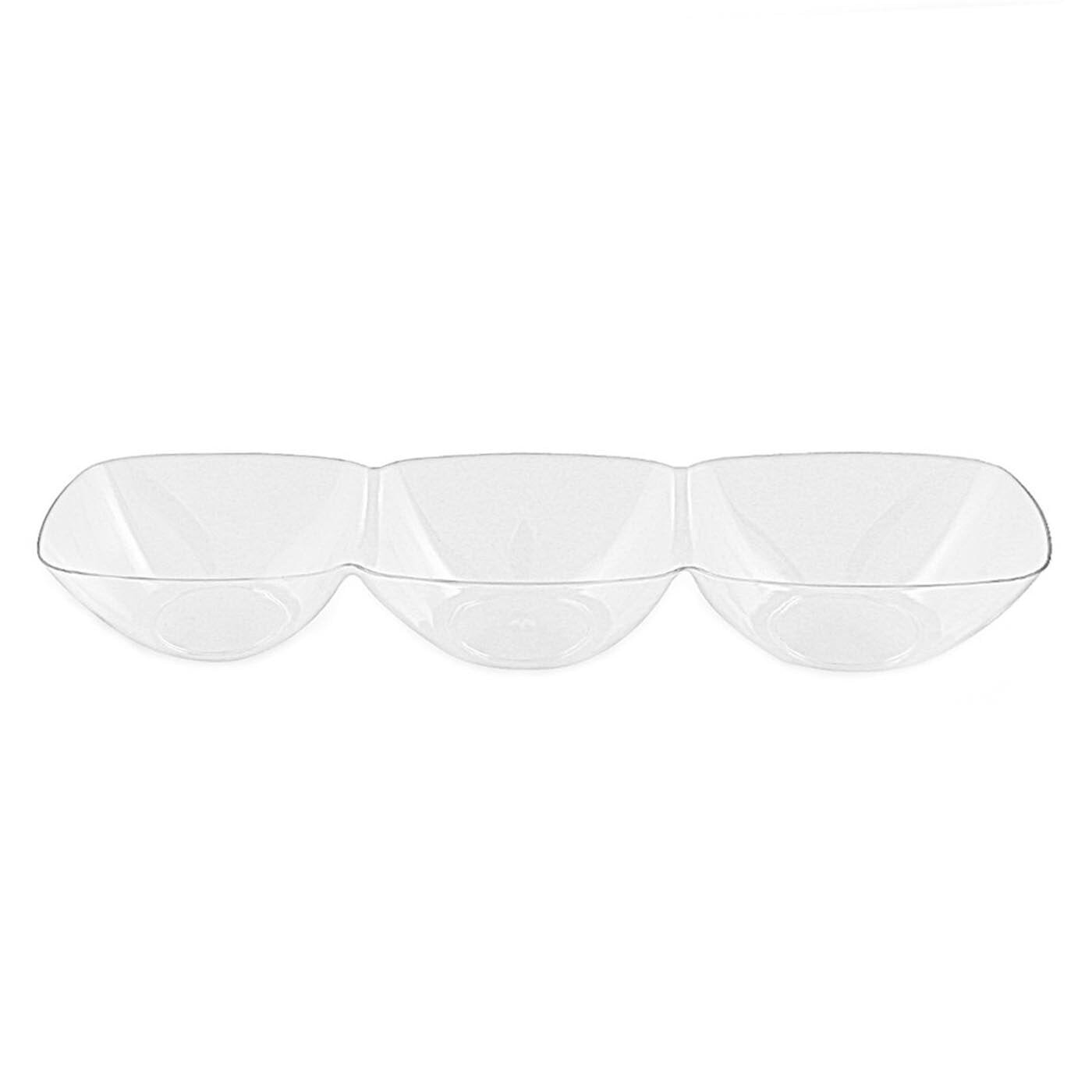 Clear Rectangular 3-Hole Mini Plastic Bowls (240 Bowls)