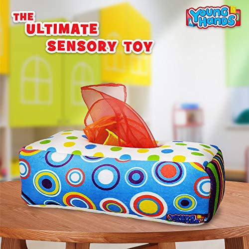 Sensory Pull Along Baby Tissue Box - Montessori Toy for Babies and Toddlers Tissue Box Learning Toys for 5 Months + STEM Educational Toys for Toddler Infant Babies (Large)