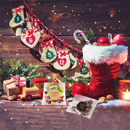 400 Pieces White Polka Dot Treat Bags Self Adhesive Candy Cookie Bags, 200 Cellophane Bags + 200 Thank You Sticker for Bakery Biscuit Chocolate Snacks Dessert (5.5x5.5Inches, White Polka Dot+Sticker)