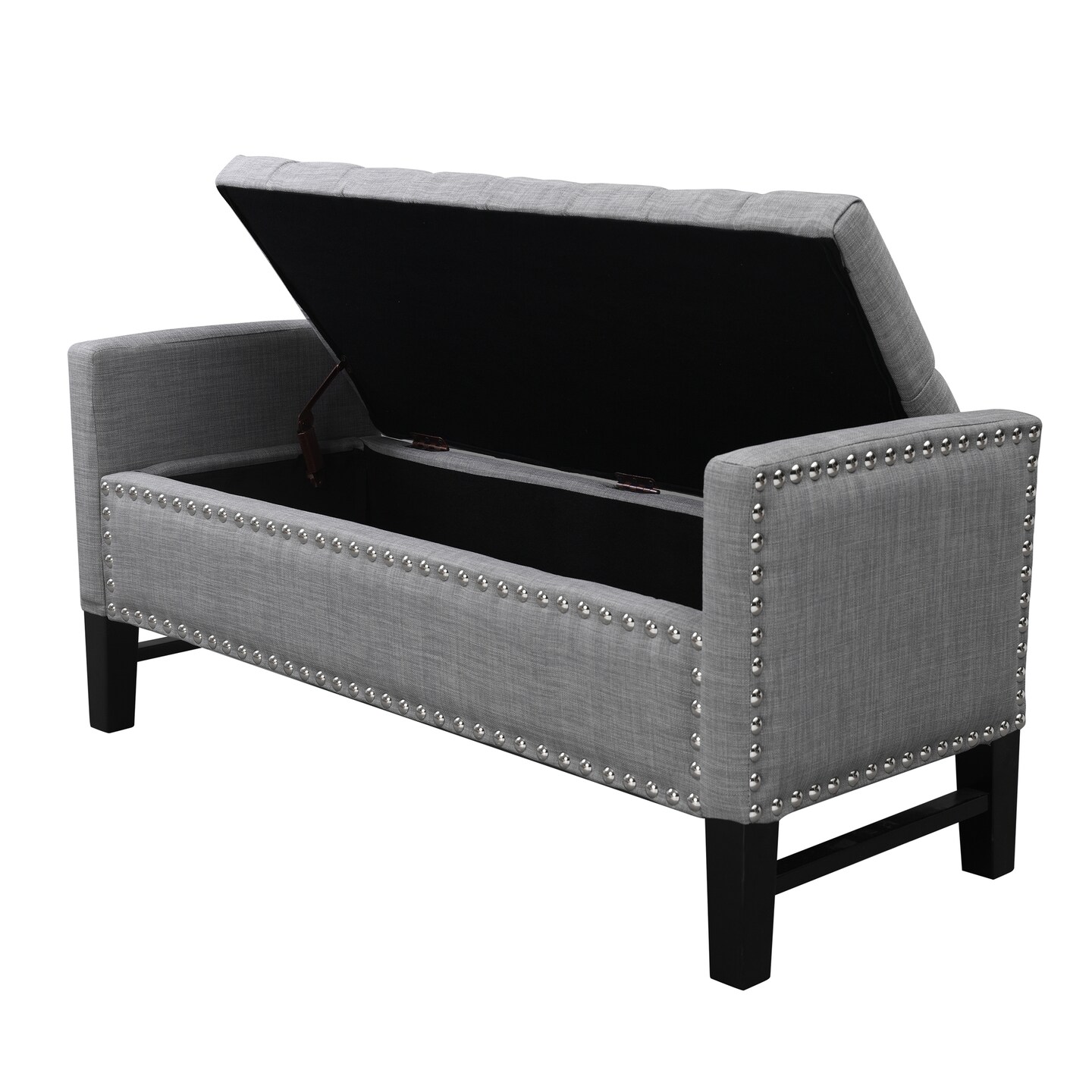 Emmaline PU Leather/Linen/Velvet Button Tufted Nailhead Trim Storage Bench