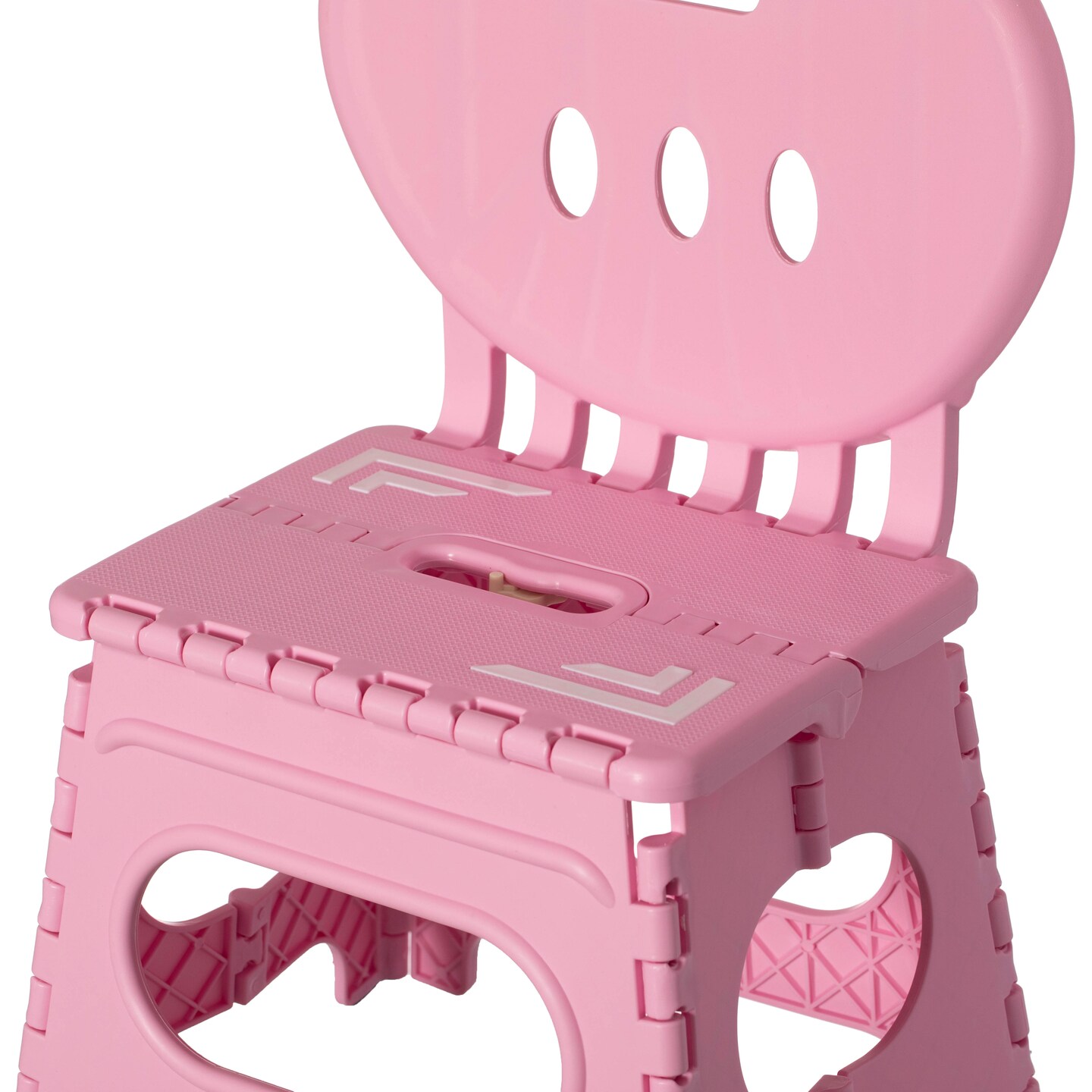 Plastic Foldable Step Stool with Back Support, Heart Shaped Backrest, Portable Chair with Handle, Kids Stepping Stool and Bathroom Stool, Collapsible Step Stool