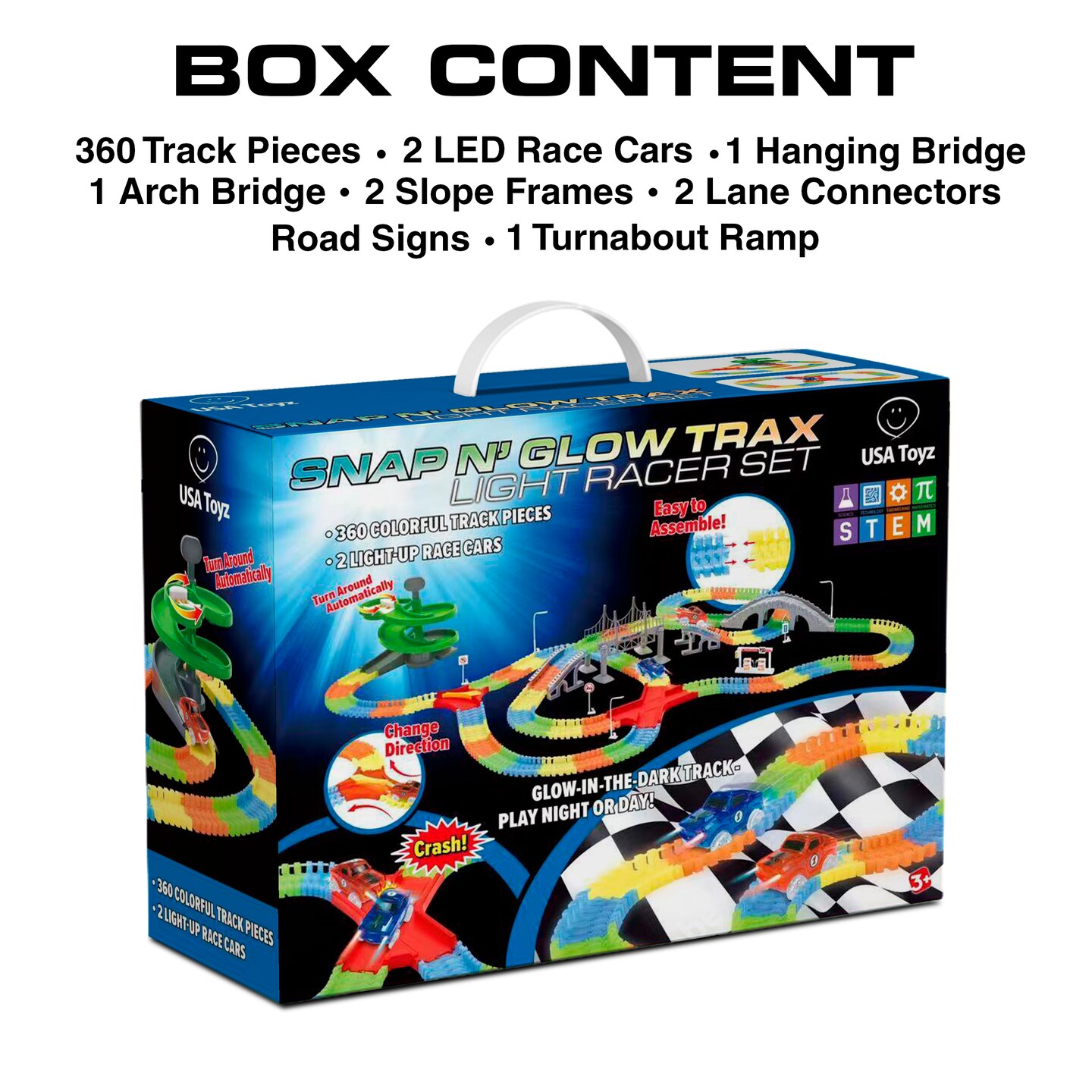 USA Toyz Glow Race Tracks Large for Boys or Girls - 380pk(CF1302)