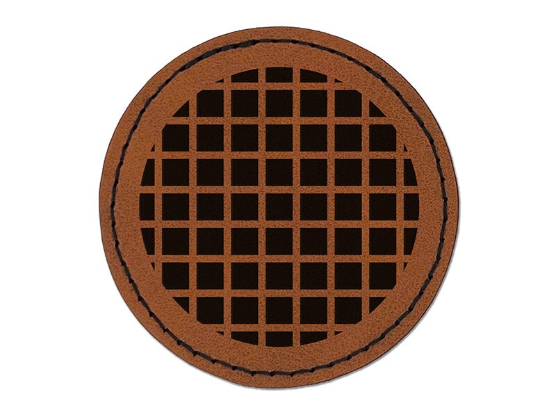 Geometric Mesh Circle Round Iron-On Engraved Faux Leather Patch Applique - 2.5&#x22;