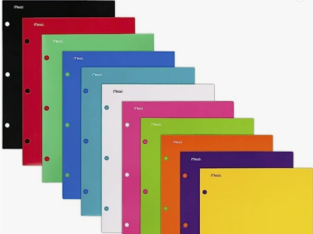 5 Pack: Five Star 4 Pocket Paper Folder Assorted Colors.