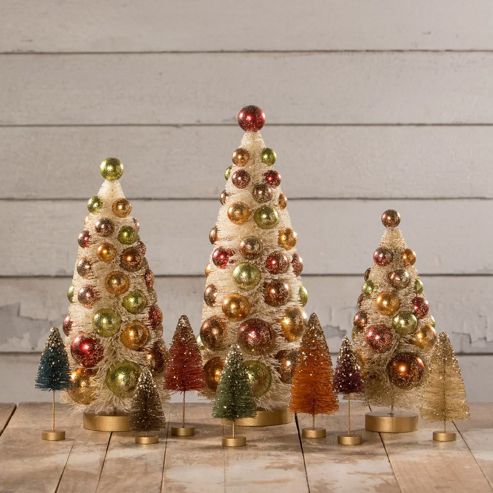 Fall Polka Dot Bottle Brush Trees - Set of 3