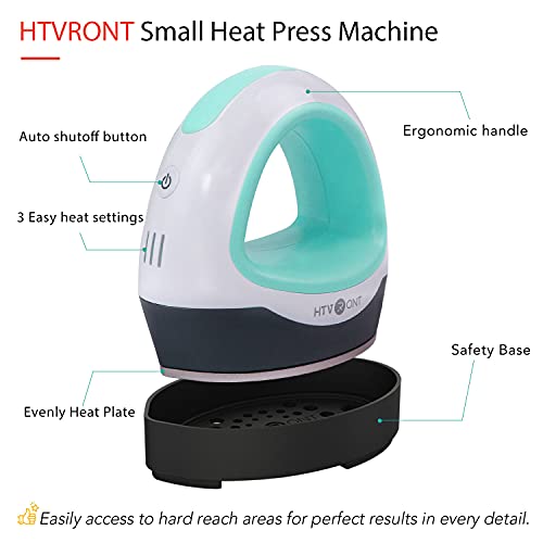HTVRONT Heat Press Small Heat Press Machine for T Shirts, Small Heat Press  Iron Press for Heating Transfer(Mint Green)