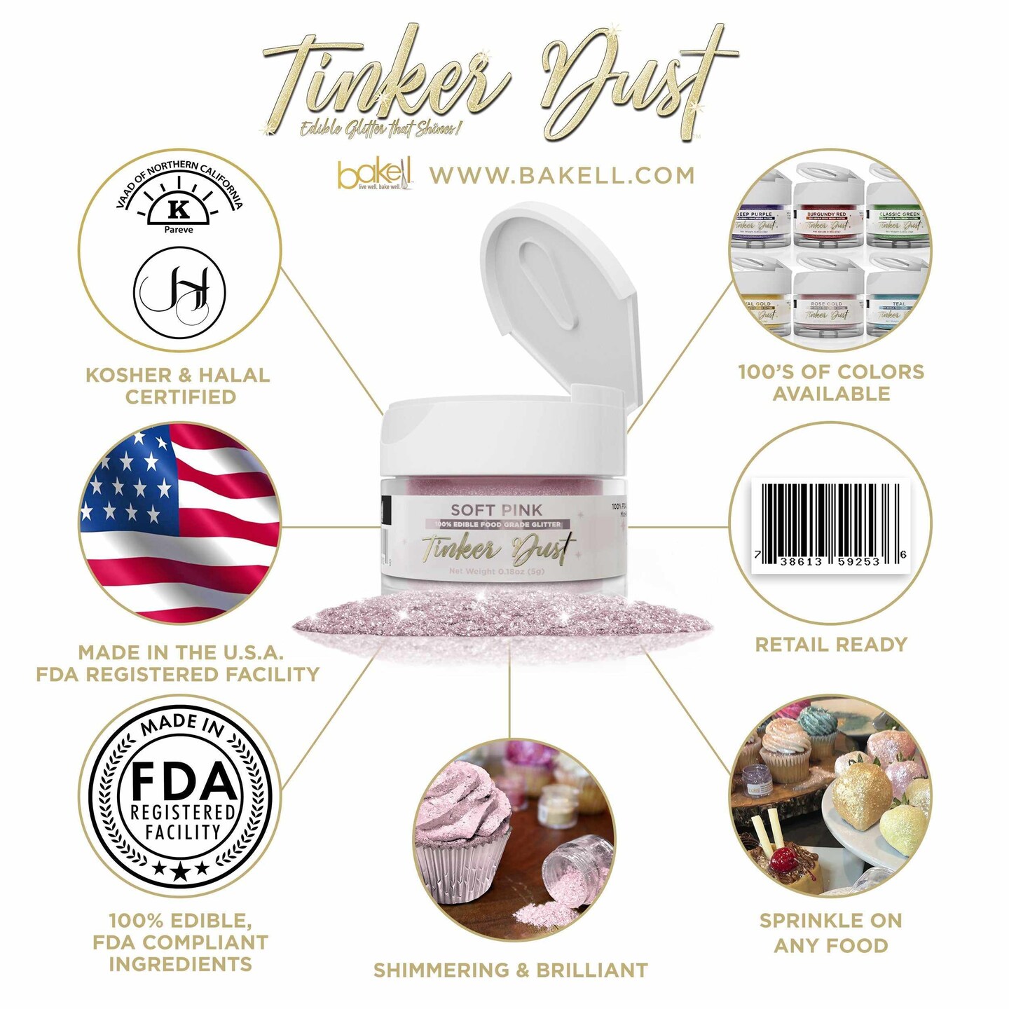 Soft Pink Edible Glitter | Tinker Dust&#xAE; 5 Grams