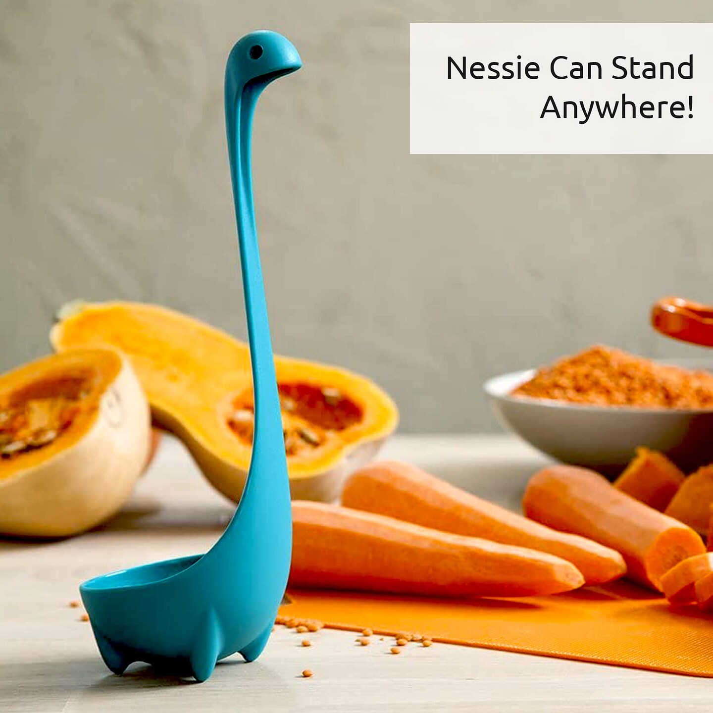 Ladle Spoon - Turquoise Cooking Ladle - Cooking Gifts - Use for Serving Soup, Stew, Gravy &#x26; Chili - High Heat Resistant Loch Ness Stand Up Soup Ladle