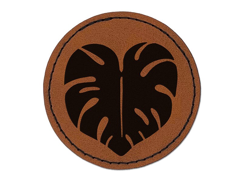 Monstera Leaf Swiss Cheese Plant Round Iron-On Engraved Faux Leather Patch  Applique - 2.5", Color: Brown | Michaels