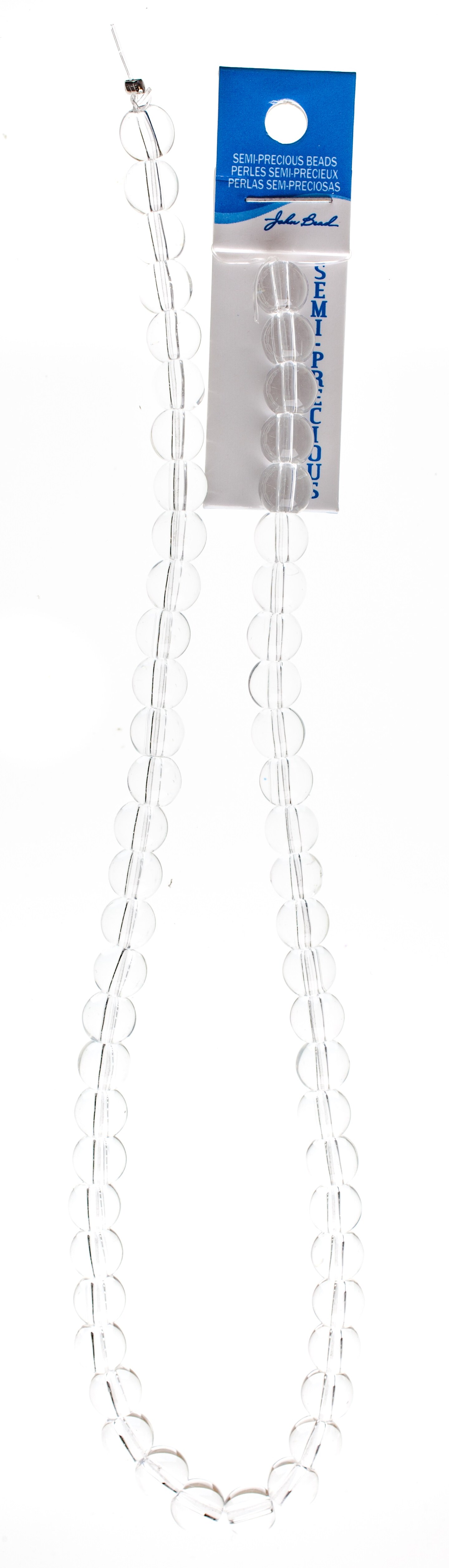 Earth's Jewel Semi-Precious 8mm Clear Quartz Natural Round Strung Bead