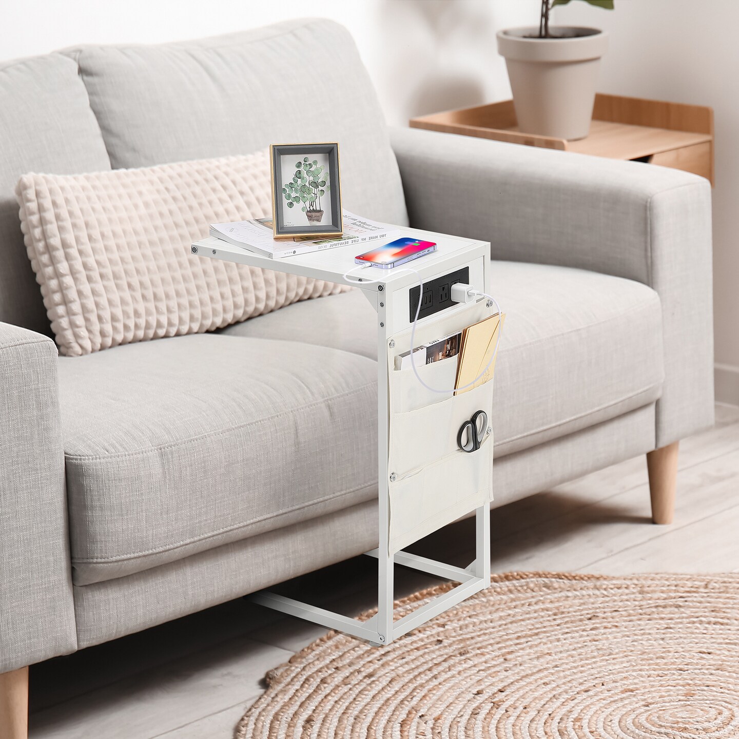2PCS Side Table with Charging Station