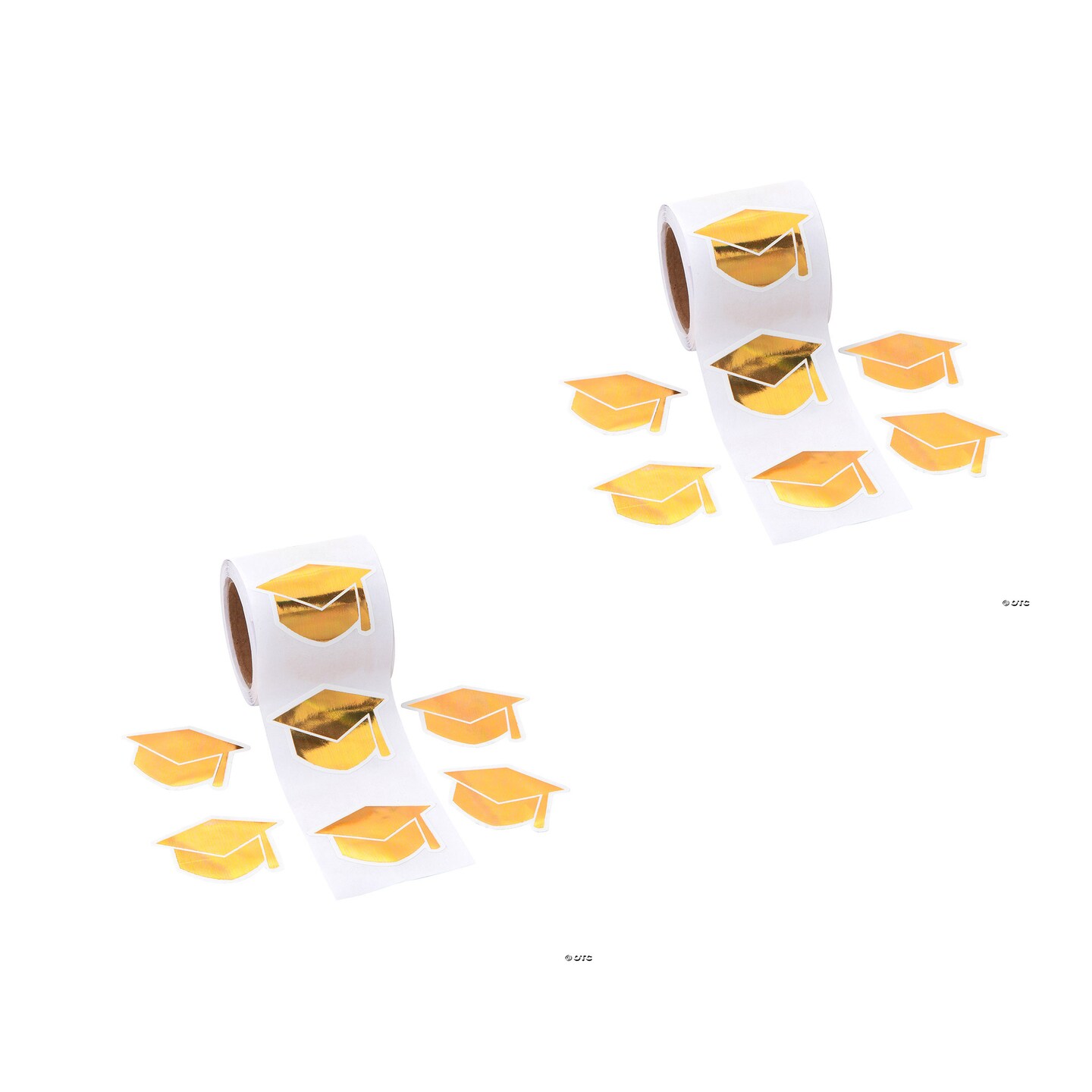 1 1/2" Gold Graduation Mortarboard Paper Sticker Roll – 100 Pc.