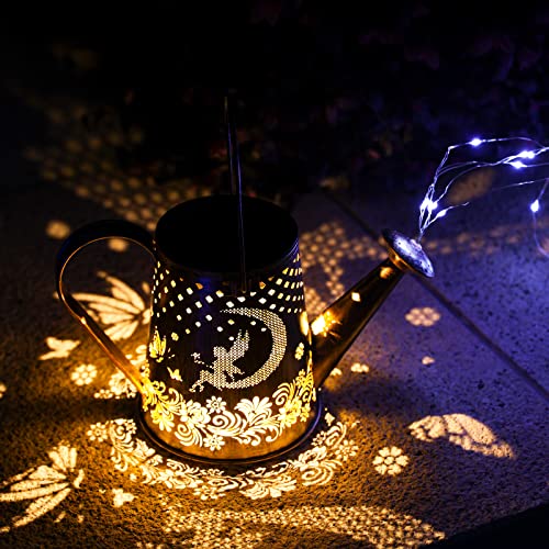 Solar Watering can with Lights, Unique Gifts for Mom Grandma Women Birthday, Waterproof Gardening Gifts Watering Can with Cascading Lights Outdoor Decor for Garden Patio Yard Pathway Backyard