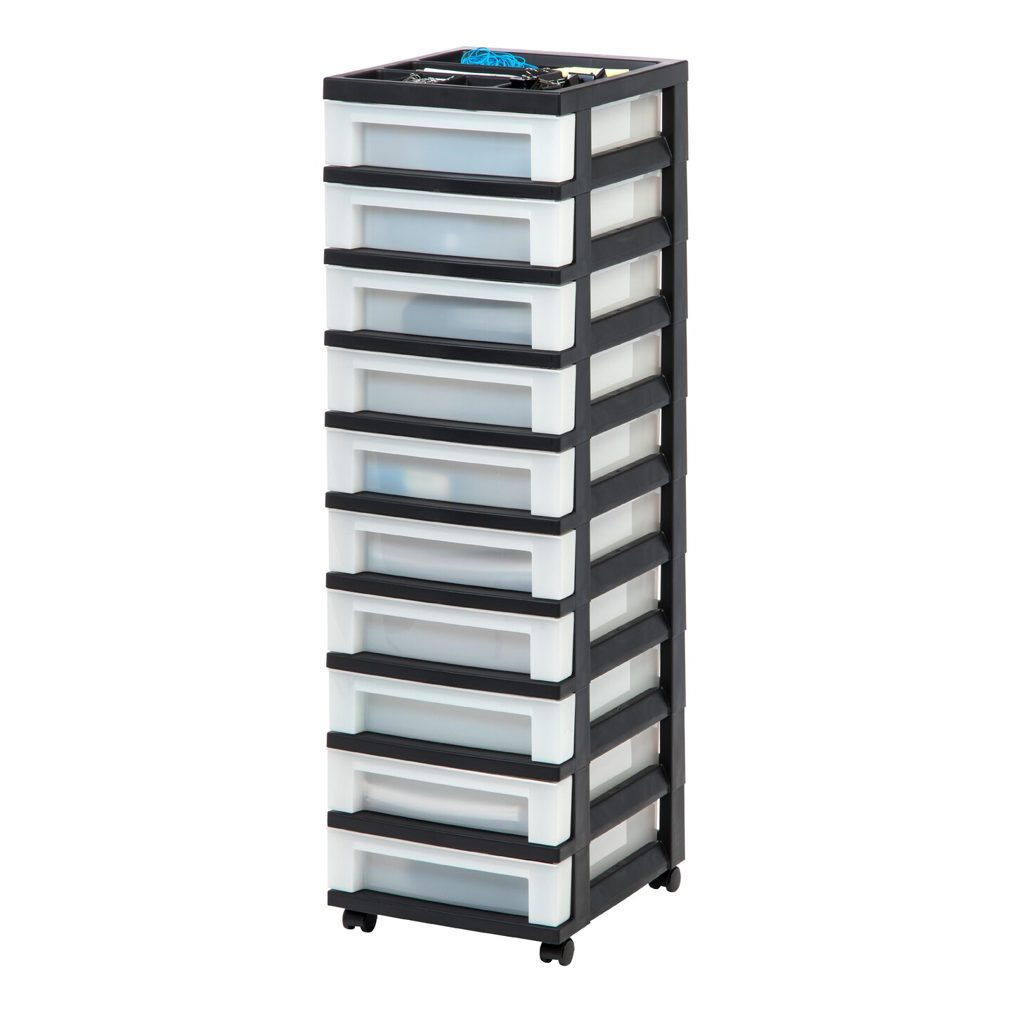 IRIS USA Plastic Rolling Storage Cart with Drawers
